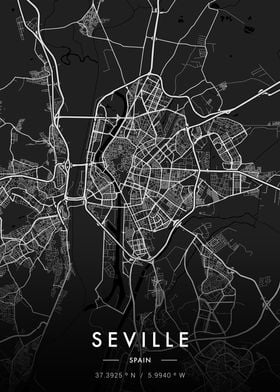Seville City Map Dark