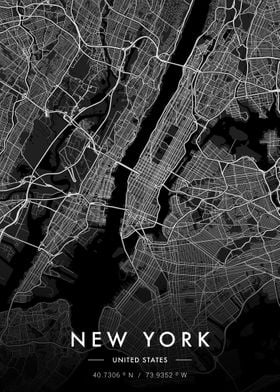 New York City Map Dark