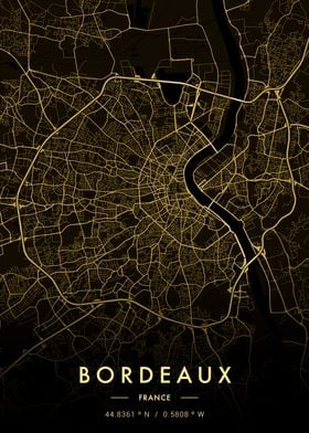 Bordeaux City Map Gold