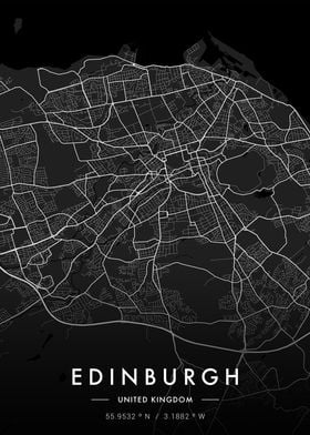 Edinburgh City Map Dark