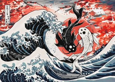 Painting yin yang koi fish