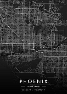 Phoenix City Map Dark